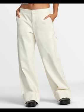 NWOT)RVCA Wide-Leg Cream Carpenter Pants